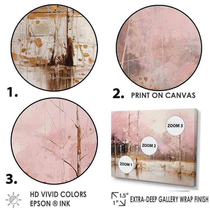 Minimalism Pink And Gold Forest I - Landscapes Canvas Wall Art