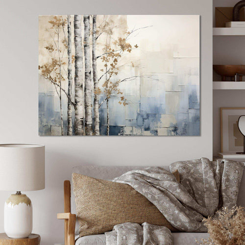 Blue And White Forest Winter Harmony - Landscapes Canvas Wall Art