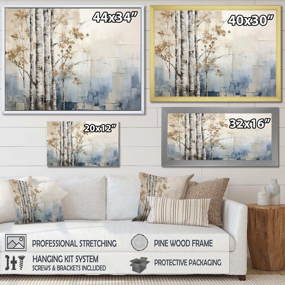 Blue And White Forest Winter Harmony - Landscapes Canvas Wall Art
