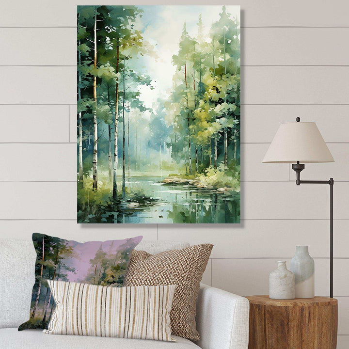 Tranquil Shadows Green Forest II - Landscapes Canvas Wall Art