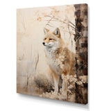 Minimal Wolf In Forest - Beige Wolf Wall Art