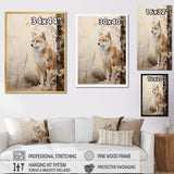 Minimal Wolf In Forest - Beige Wolf Wall Art