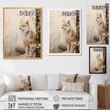Minimal Wolf In Forest - Beige Wolf Wall Art