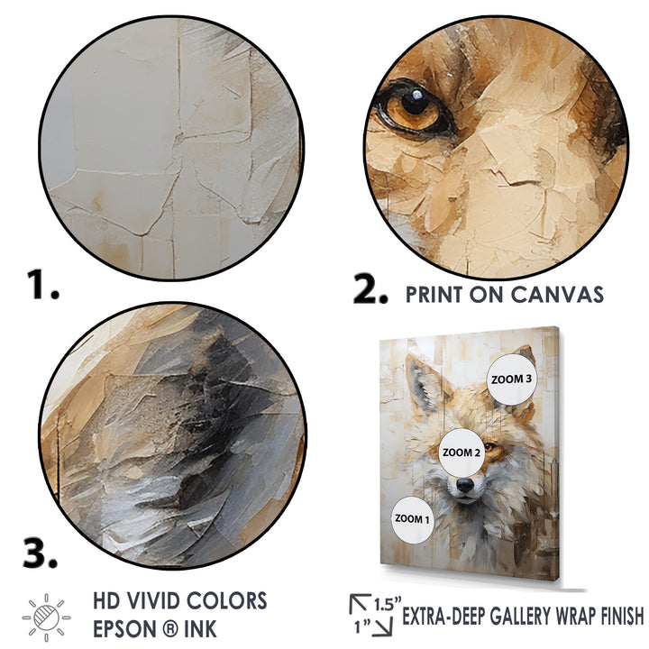 Minimalism Beige Fox Portrait - Fox Framed Canvas Art