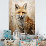 Minimalism Fox Portrait In Forest - Animals Canvas Wall Art