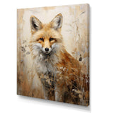 Minimalism Fox Portrait In Forest - Animals Canvas Wall Art