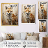 Minimalism Fox Portrait In Forest - Animals Canvas Wall Art