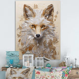 Minimalism Beige Fox Portait I - Animals Canvas Wall Art