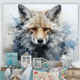 Blue And White Fox Portrait - Fox Home Decor Art