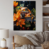 Orange Frogs On Glass Effect - Orange Frog Wall Art