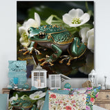 Green Frog On Glass Effect - Frog Framed Canvas Art