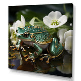 Green Frog On Glass Effect - Frog Framed Canvas Art