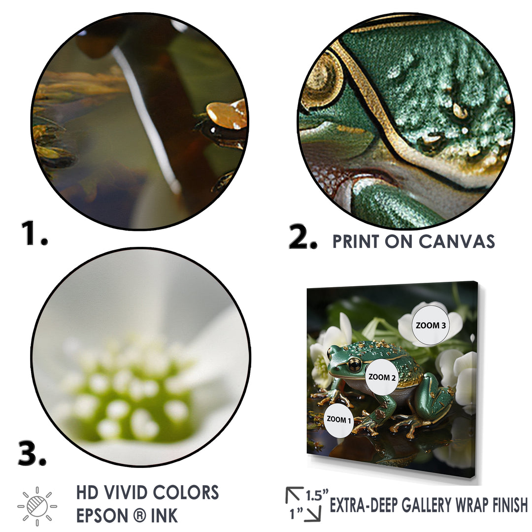 Green Frog On Glass Effect - Frog Framed Canvas Art