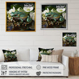 Green Frog On Glass Effect - Frog Framed Canvas Art