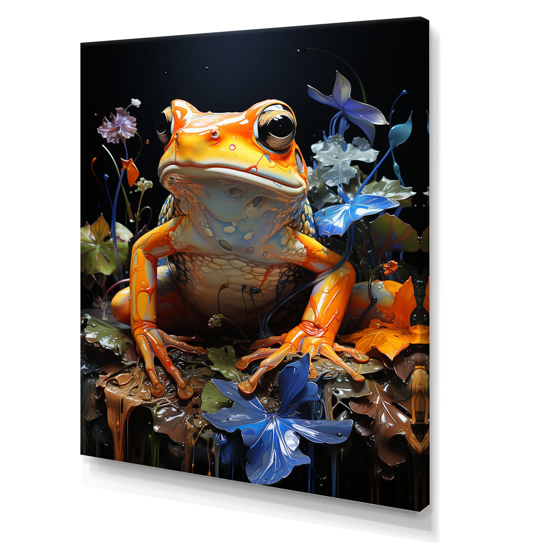 Orange Frog On Glass Effect - Frog Home Decor Art