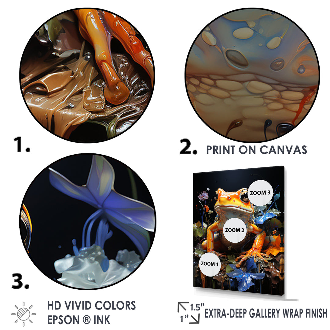 Orange Frog On Glass Effect - Frog Home Decor Art