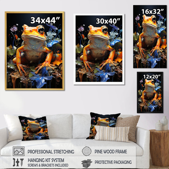 Orange Frog On Glass Effect - Frog Home Decor Art
