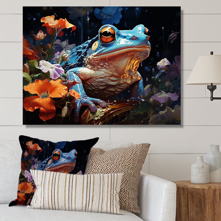 Blue Frog On Glass Effect - Frog Bedroom Wall Art