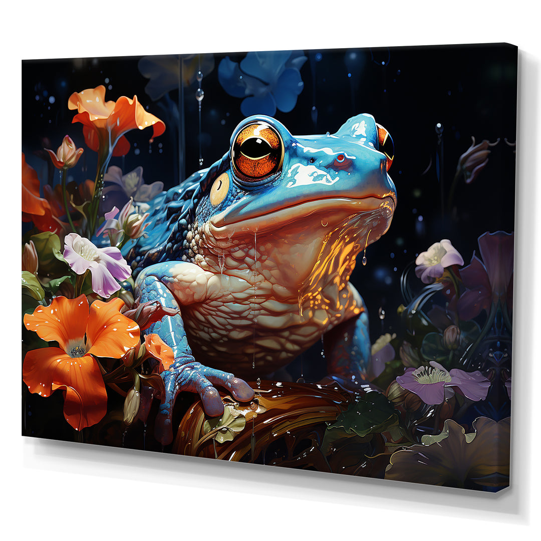 Blue Frog On Glass Effect - Frog Bedroom Wall Art