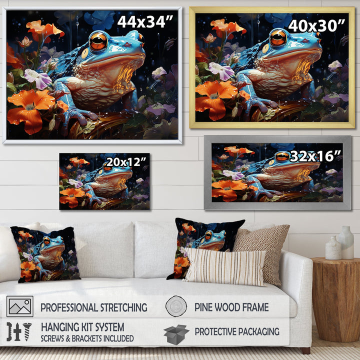 Blue Frog On Glass Effect - Frog Bedroom Wall Art