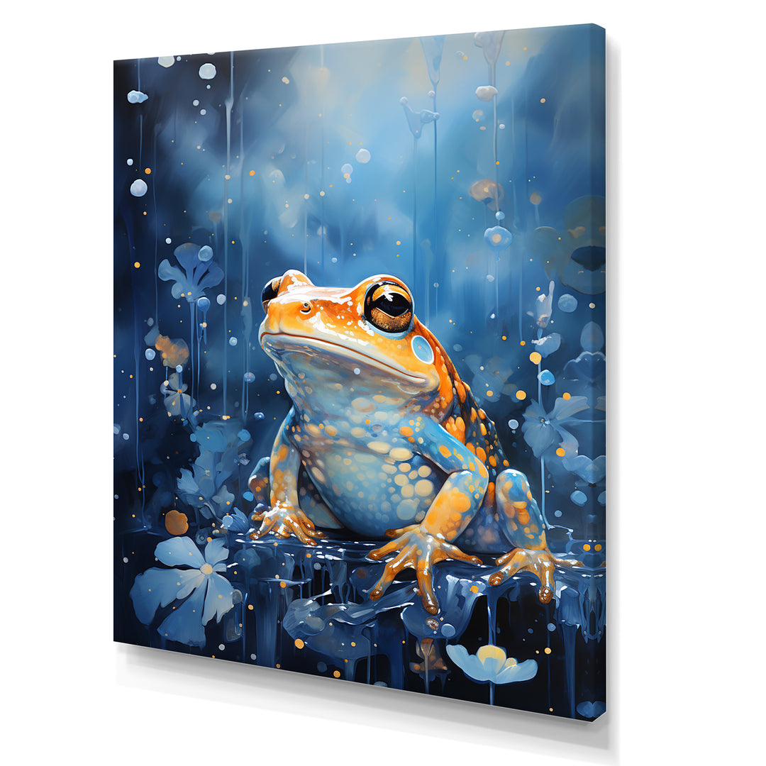 Abstract Representation Of Blue Frog - Frog Canvas Wall Art