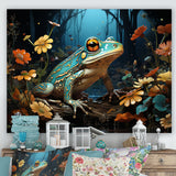 Abstract Representation Of Green Frog - Frog Canvas Wall Art