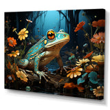 Abstract Representation Of Green Frog - Frog Canvas Wall Art