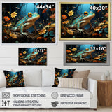 Abstract Representation Of Green Frog - Frog Canvas Wall Art