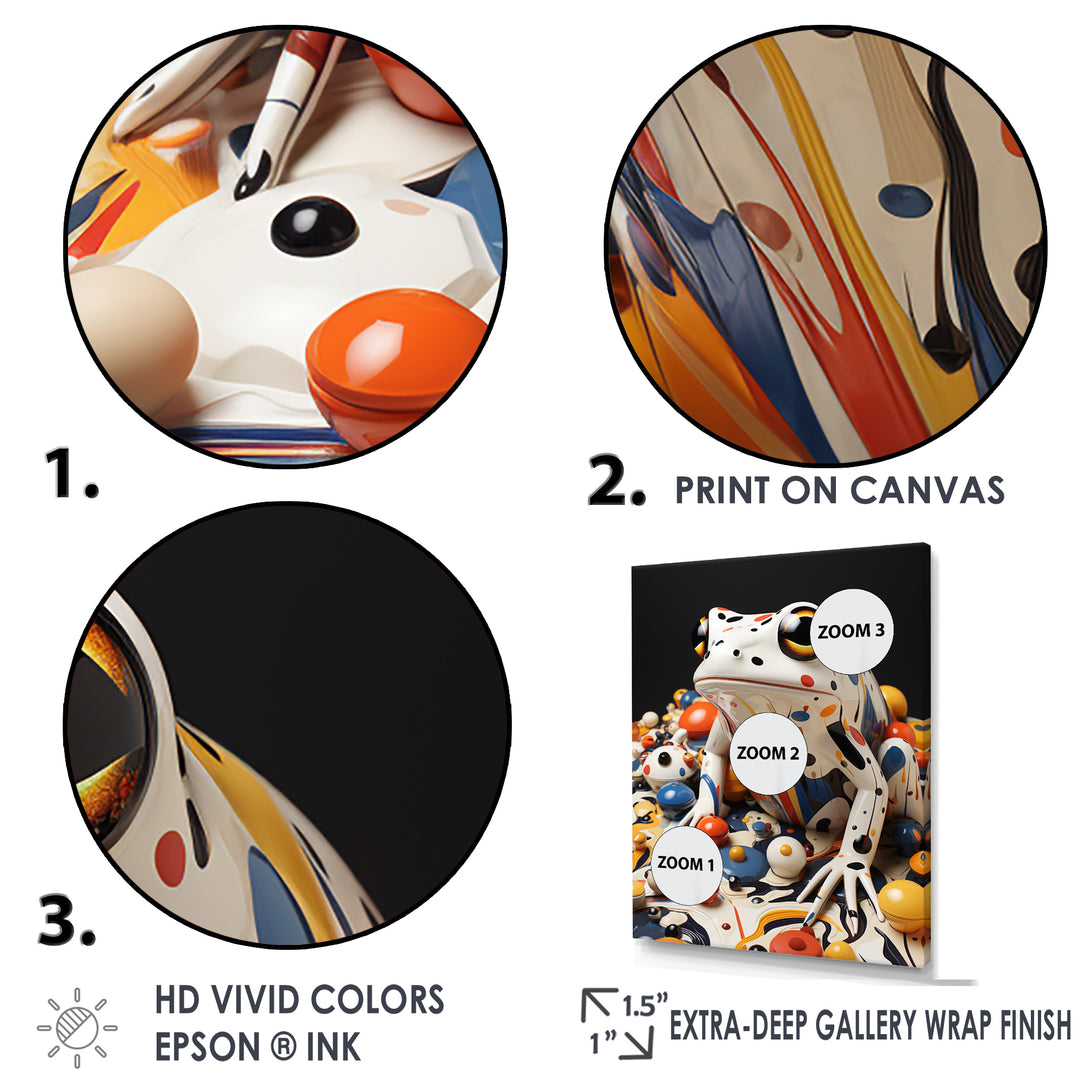 Multicolor Frog Liquid Art - White Frog Wall Art