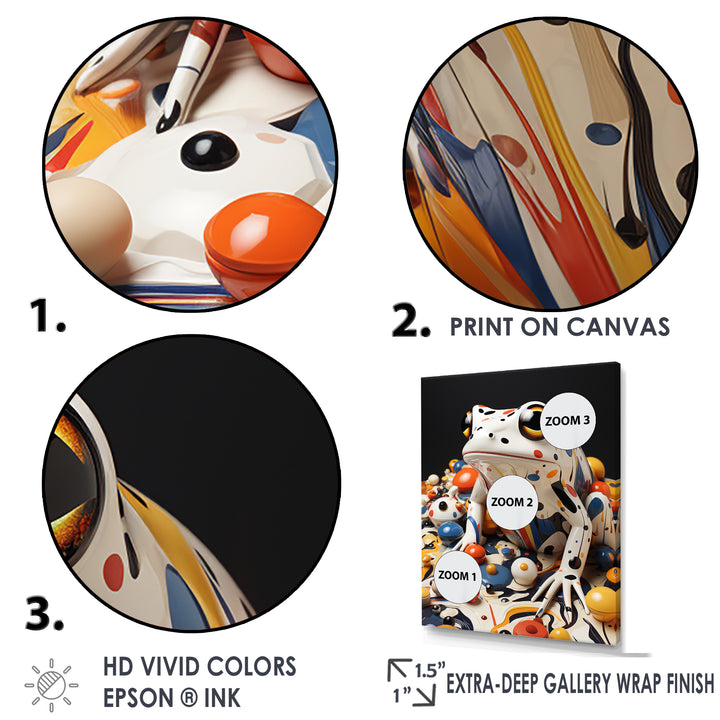 Multicolor Frog Liquid Art - White Frog Wall Art