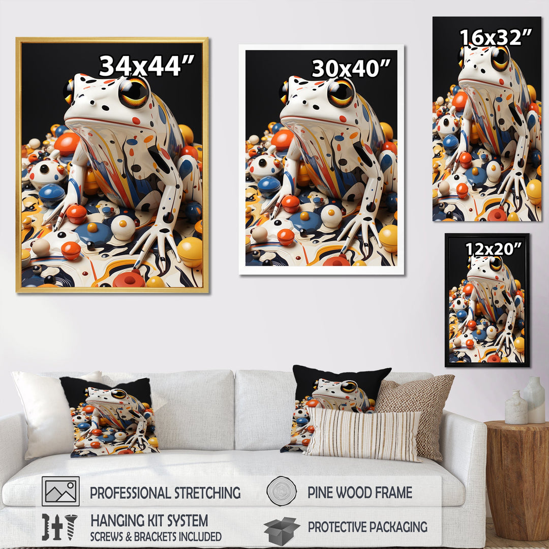 Multicolor Frog Liquid Art - White Frog Wall Art