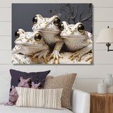 Pop Art White Frogs Portrait - Frog Bedroom Wall Art