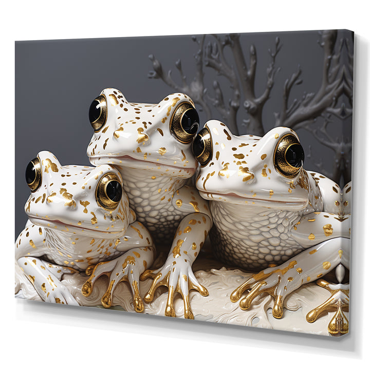 Pop Art White Frogs Portrait - Frog Bedroom Wall Art