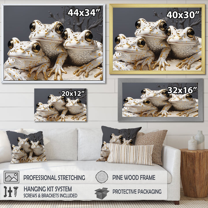 Pop Art White Frogs Portrait - Frog Bedroom Wall Art