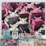 White And Pink Pop Art Frog - Frog Canvas Wall Art