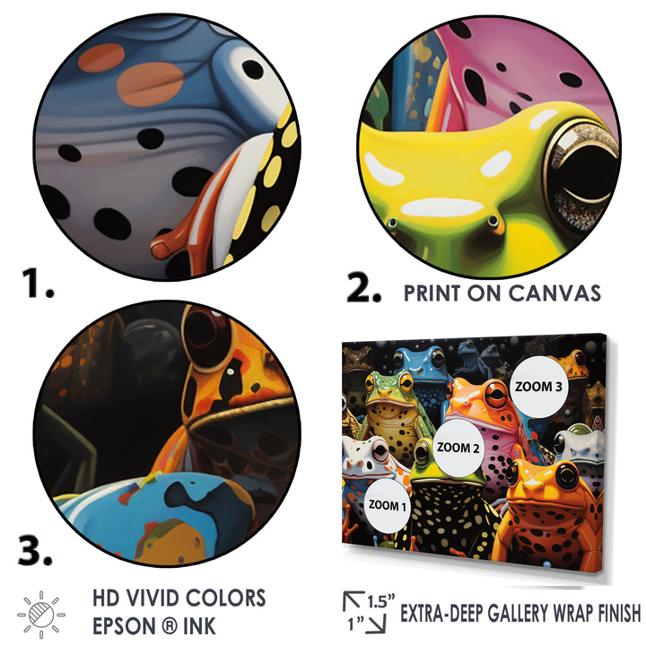 Multicolor Pop Art Frogs - Frog Canvas Wall Art