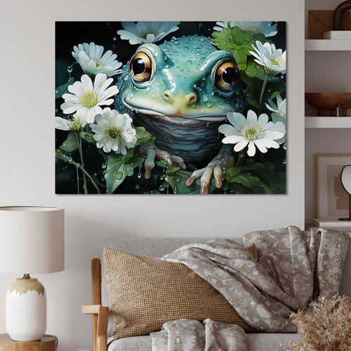 Cute Frog Portrait At The Pond - Frog Bedroom Wall Art