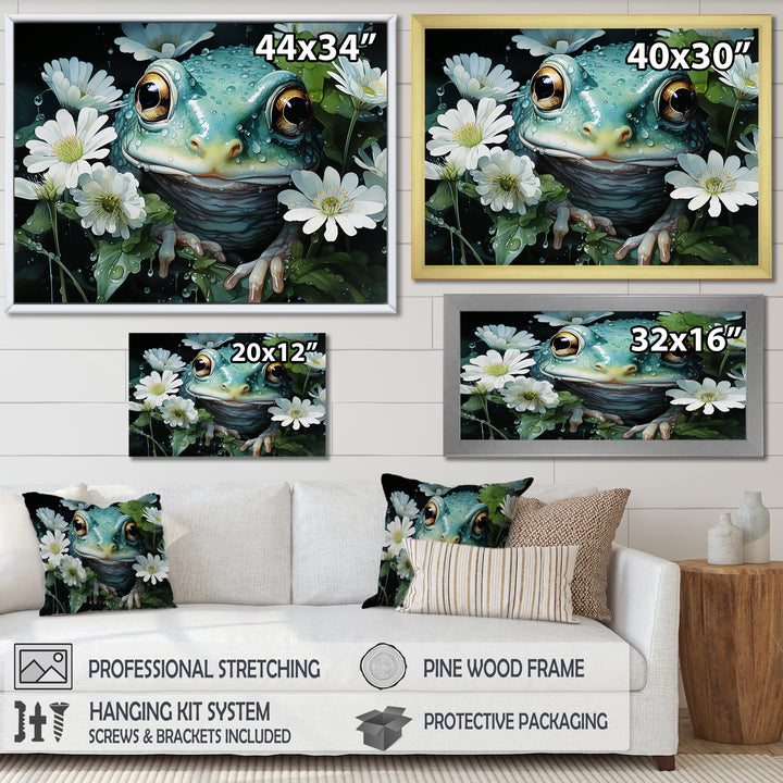 Cute Frog Portrait At The Pond - Frog Bedroom Wall Art
