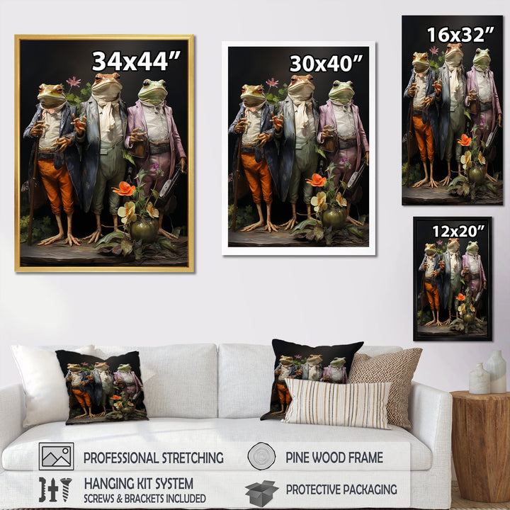 Dressed Frog Ballet - Frog Canvas Wall Art