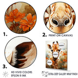 Cute Giraffe In Flowers Field - Beige Giraffe Wall Art