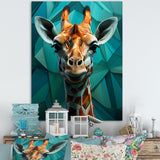 Green Giraffe Cubist Grace - Giraffe Large Canvas Wall Art