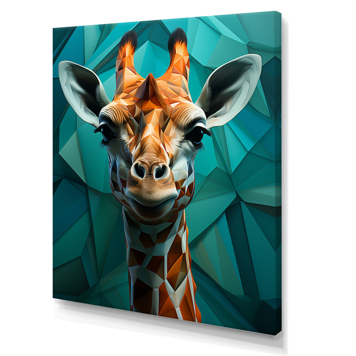 Green Giraffe Cubist Grace - Giraffe Large Canvas Wall Art