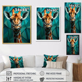 Green Giraffe Cubist Grace - Giraffe Large Canvas Wall Art