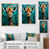 Green Giraffe Cubist Grace - Giraffe Large Canvas Wall Art
