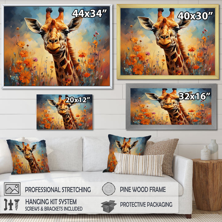 Brown Giraffe Expressionist Grace - Giraffe Canvas Wall Art