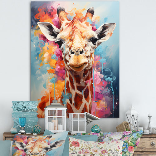 Popart Art Multicolor Giraffe Grace - Giraffe Wall Decor