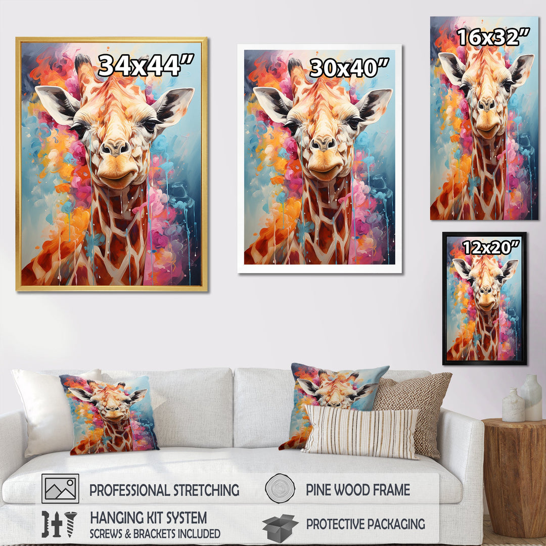 Popart Art Multicolor Giraffe Grace - Giraffe Wall Decor