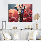 Popart Pink Giraffe In Love - Pink Giraffe Wall Art
