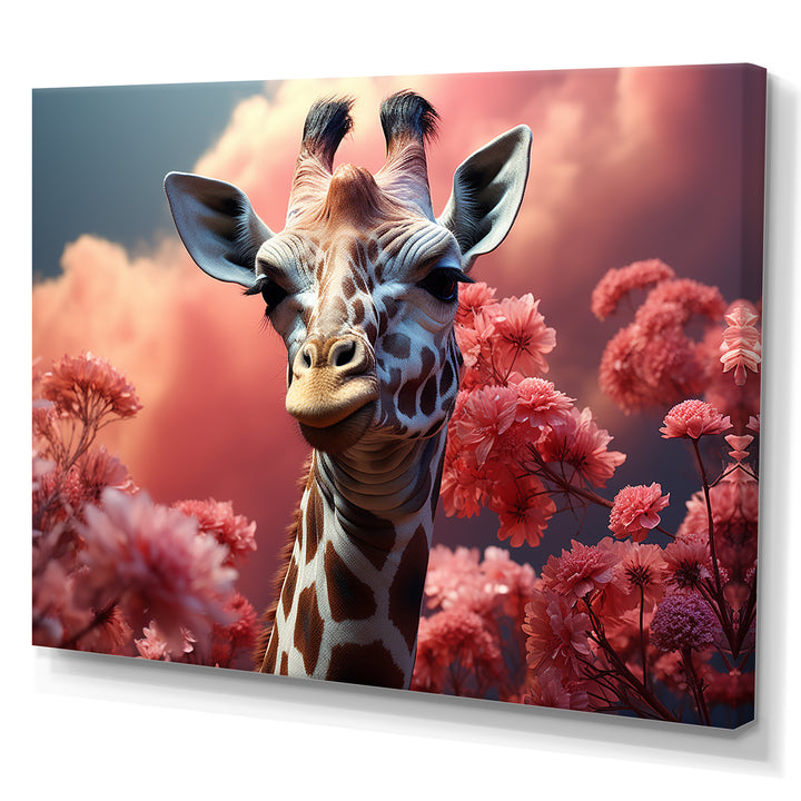 Popart Pink Giraffe In Love - Pink Giraffe Wall Art
