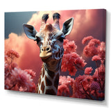 Popart Pink Giraffe In Love - Pink Giraffe Wall Art